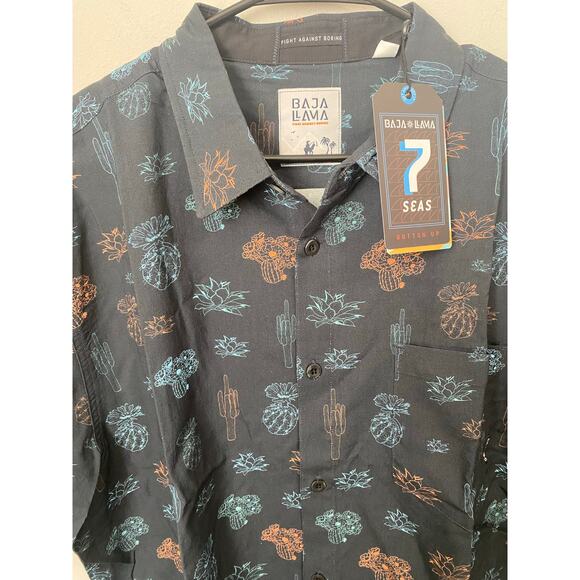 New BAJA LLAMA Neon Desert 7-SEAS Button Up Short Sleeve Shirt Size 2XL - Picture 3 of 4